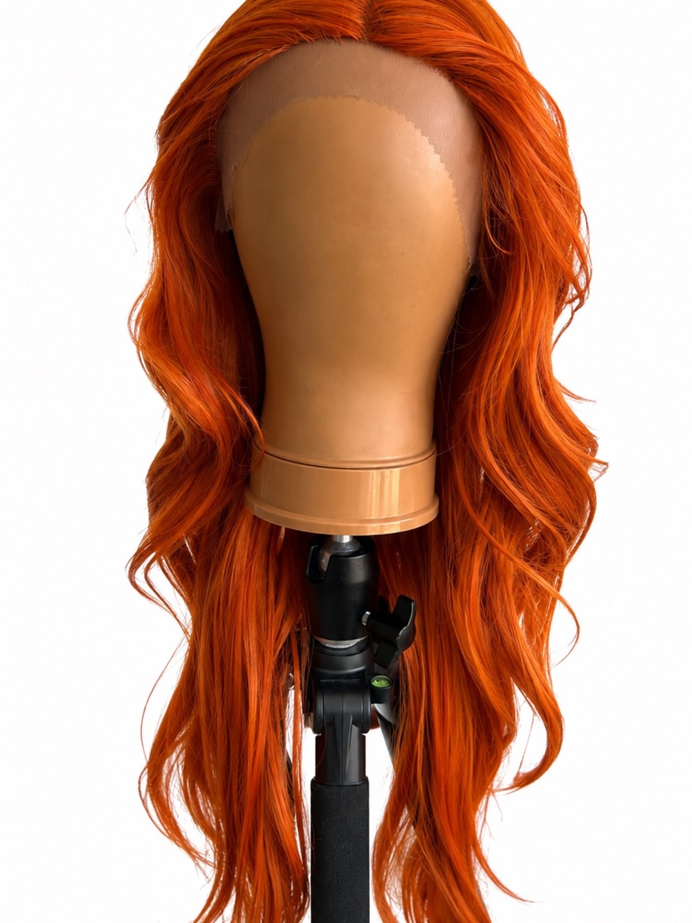 Vibrant Orange Long Wavy Women's Hair Wig - Styled Look - Picture 4 of 5